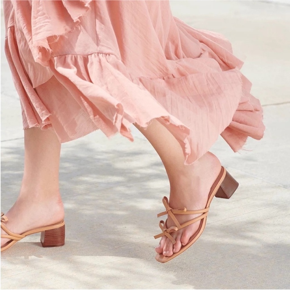 Loeffler Randall Leather Bow Strap Jean Sandals